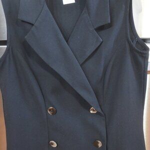 DAVID HOLLIS  Black Sleeveless Double Breasted Vest  8P